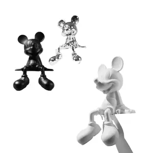 Escultura de Mickey Mouse de dibujos animados de fibra de vidrio de arte Pop moderno para decoración del hogar ornamento artesanías de Metal