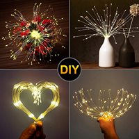 LED-Feuerwerk-Lichterkette Batteriebetrieben Fernbedienung Wasserdicht Warmweiß Mehrfarbig für Festdekoration