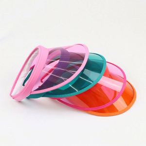 High Quality Transparent PVC Plastic <b>Sunscreen</b> Sunshade Hat UV Protection Head Cap Hair Clip Empty Cap Visor for Riding - Product Image 1