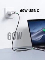 Câble USB C UGREEN 60W 3A Type C Charge rapide Transfert de données 480 Mbps Câble tressé en nylon pour iPhone Huawei Xiaomi Câble de charge