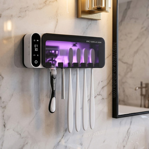 Penyangga Sikat Gigi Dinding 6 Slot UVC Terbaru dengan Jam LED dan Pengering Udara Panas, Sterilisasi Sikat Gigi untuk Rumah Tangga di Kamar Mandi - Product Image 1