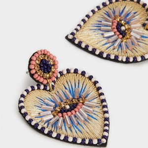 MOT2019005 MoyaMiya grano de semilla Crochet ojo malvado forma de corazón pendientes colgantes - Product Image 2