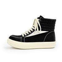 Chaussure homme de haute qualité, baskets montantes femme, automne, maille noire, lacets, designer de luxe, Owens, cuir, semelle épaisse, décontractée, plate