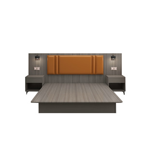 Juego de Muebles de Dormitorio de Hotel Moderno de Lujo de 4 y 5 Estrellas, Cama de Madera de Perfil Bajo, Cabecera Tapizada, Mesitas de Noche, Muebles para Hostelería - Product Image 3