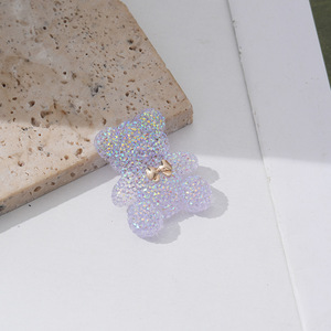 Petits nœuds papillon et pièces en résine irisée motif ours, breloques pour chaussures <span class=keywords><strong>Crocs</strong></span>, ornements pour cheveux, matériaux pour bijoux autocollants et bandeaux DIY - Product Image 4