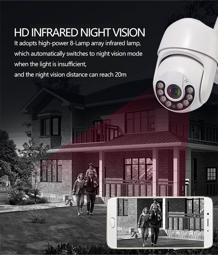 Full Color HD1080P 2MP/3MP/4MP/5MP/8MP Night Vision Two Way Audio Icsee Outdoor Waterproof Wifi CCTV Security PTZ Dome IP Camera