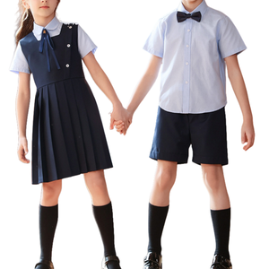 Primary Secondary <strong>School</strong> Uniforms Factory Navy <strong>Blue</strong> Pinafore <strong>Jumper</strong> with Twin Buckle Tab Boys Shirt Girls Shorts for Children - Product Image 2