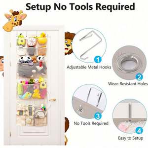 Fabric Foldable Over-the-Door Organizer for Wardrobe <b>Storage</b> <b>Bag</b> Animals Plush Stuffed Toys Baby Items Room Bathroom Organizer - Product Image 3