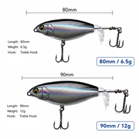 Leurre de pêche LUSHAZER Wake Bait avec queue à hélice, leurre dur 80mm 90mm, leurre de surface flottant pour Black-bass, Brochet, Perche, avec hameçon triple