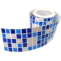 Adhesivo Decorativo para Pared con Diseño de Mosaico de Cerámica Tricolor Azul para Piscina, Baño, Imitación de Azulejos 3D
