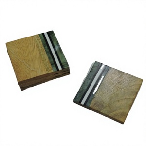 Meilleure qualité bois et résine forme carrée couleur marron sous-verres ensemble dernière conception bureau fête et restaurant utilisé meilleure qualité - Product Image 1
