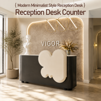 Comptoir de réception incurvé moderne de luxe léger sur mesure pour salon de beauté, magasin de vêtements, bureau, poste d'infirmière, hôtel, caisse