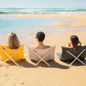 Venda por atacado de logotipo portátil, espreguiçadeira redonda, enrolador de algodão de madeira para área externa do mar, piquenique, praia, cadeiras com encosto