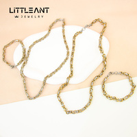 Parure de bijoux collier hip-hop pour homme collier et bracelet en acier inoxydable plaqué or 18 ct