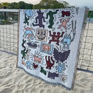 Couverture tissée en tapisserie de haute qualité en gros nappes de tapis de plage de pique-nique en stock