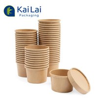 Gobelets et bols en papier kraft jetables recyclables avec couvercle pour soupe, biscuits, nouilles - Tailles 8/12/16/26/32 oz