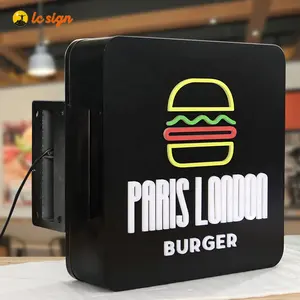 Snack Bar Hamburger Wall Standing Light Box Display LED Signage Light Box