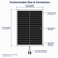 Panel Surya Monokristalin A- Grade 30w 40w 50w 60w 12v 24v Modul PV Surya Kaca Tipe-N Kustom untuk Pengisi Daya Baterai Off Grid