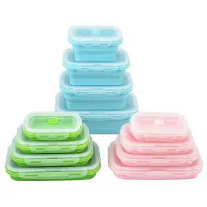 YIHAI Food Grade Recipientes De Armazenamento De Alimentos Recipiente Quadrado De Silicone De Armazenamento De Alimentos De Plástico De Vácuo w/ Lid Microwavable Lunchbox Set