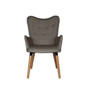 Cadeiras de jantar tradicionais de alta qualidade com braços, pernas de madeira maciça e estofadas em couro sintético para móveis domésticos