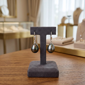 Boucles d'oreilles pendantes en perles noires naturelles de Tahiti, argent sterling 925 plaqué rhodium, qualité AAAAA, bijoux classiques faits à la main, vente en gros - Product Image 3