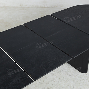 Ash gỗ Veneer cổ khuyến mãi đồ nội thất nhà hình bầu dục hiện đại <span class=keywords><strong>MDF</strong></span> Đen gỗ mở rộng bàn ăn - Product Image 3