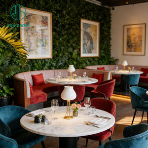 Juego de Muebles de Sofá, Mesa y Sillas de Estilo Vintage, Redondas, de Mármol, Semicirculares, Tapizadas en Terciopelo, para Cafetería, Restaurante - Product Image 3