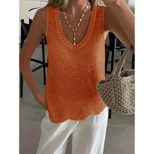 Gilet en maille sans manches doré métallisé, tailles XXS à M, haut de mode féminin - Product Image 3