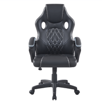 Chaise de jeu en cuir matelassé noir - Dossier haut avec soutien lombaire et design ventilé pour les espaces de jeu à domicile et de bureau