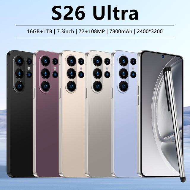 S26 Ultra 5G Smart Phone 7800mAh Long Battery Life Telephone 7.3 Inch High Definition Resolution 16+1TB Dual Card Dual Standby