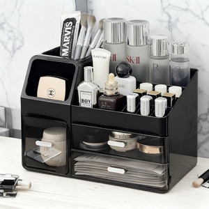 Caja de almacenamiento de cosméticos con cajones, organizador de maquillaje de plástico para escritorio, almacenamiento de productos para el cuidado de la piel y brochas, diseño impermeable - Product Image 1