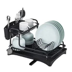 BX Metal 2 Tier Dish Drying Rack With Tray Kitchen Dish Rack