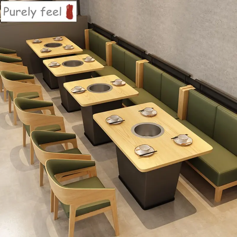 PurelyFeel Leite chá Cafe Western restaurante mesa e cadeira combinação hot pot restaurante cabine sofá