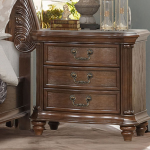 Juego de Muebles de Dormitorio Clásico Americano en Color Marrón Tallado, con Cama de Cuero Acolchada, Cómoda y Mesitas de Noche - Product Image 4