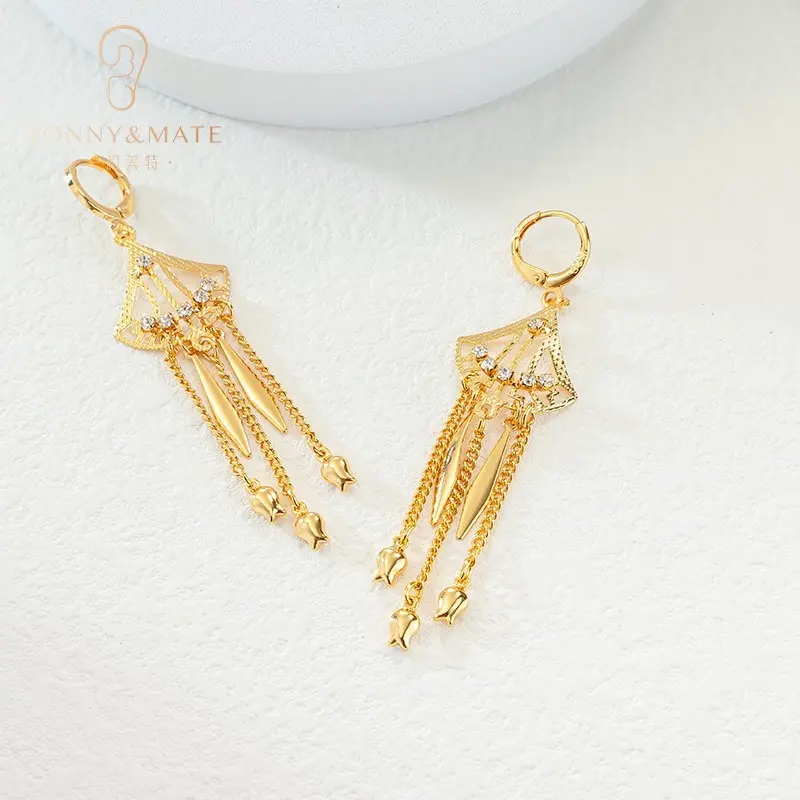 High-quality wholesale trendy diamond-encrusted zirconia fan-shaped earrings with the same ins Netflix style premium niche