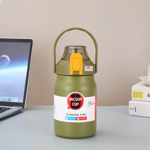 Chai nước cách điện thép không gỉ Kim Loại Lớn Jug Flask miệng rộng lớn Thermos Mug với xử lý rơm tự động vòi có nắp đậy - Product Image 6