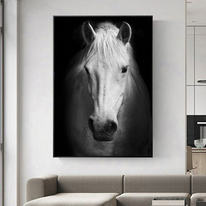 Ome/ecor/udro/rame/nimals/lack/hite/horse/ow/ogs/osters/nd/rints image d'animal, art mural, peinture de chevaux - Product Image 4