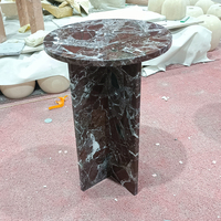 Table basse ronde en marbre de luxe pour salon, table basse en marbre Rosa Levanto, table d'appoint