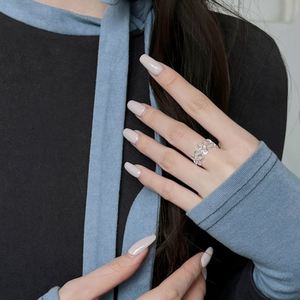 Dylam Cute Personalized Design Solid Sterling Silver Rhodium Plated Fade Free Flower Shape Hollow Wreath Women <b>Open</b> Jewelry <b>Ring</b> - Product Image 3