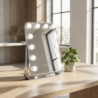 12 Bulbs Style Smart LED Display Screen Lighted Dimmable Square Makeup Desktop Vanity Mirror Personalized Custom Logo Customized