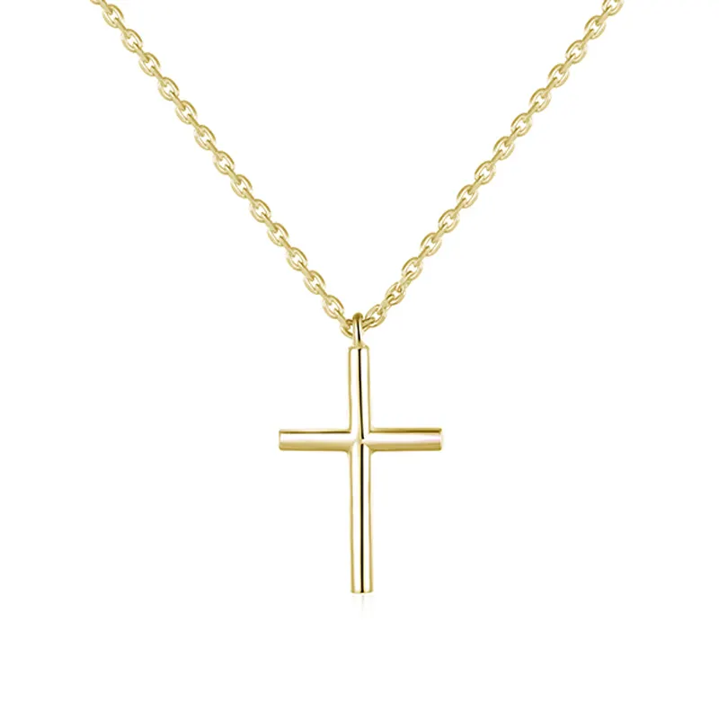 cross charm necklace jewelry 18k gold plated cross 925 Sterling Silver Chain Necklace