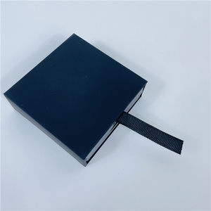 Caja de cajón de embalaje de joyería de papel de tacto suave negro con joyero de plástico transparente caja transparente para joyería - Product Image 2