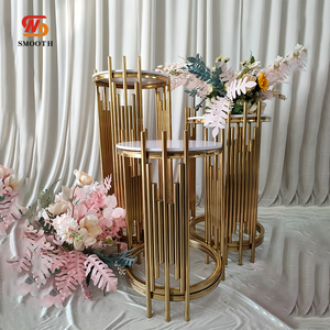 LEDA Party Custom 60 70 90cm Gold Round Pedestal Top Wedding Plinth Metal Cake Dessert Display <b>Table</b> for Wedding - Product Image 4
