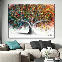 Affiche d'art mural abstrait et coloré sur toile, motif arbre de la fortune, pour salon, décoration moderne de la maison