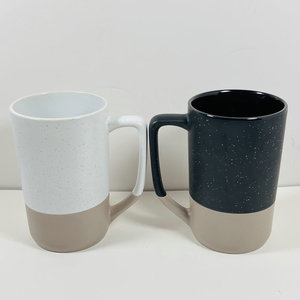 <span class=keywords><strong>Mug</strong></span> bicolore noir moucheté, grande tasse à café en céramique avec poignée, pour la maison, le bureau, les boissons chaudes - Product Image 2