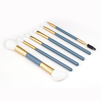 En stock : Ensemble de 6 pinceaux de maquillage de voyage, vegan, pour poudre, blush et fard à paupières, outils cosmétiques portables