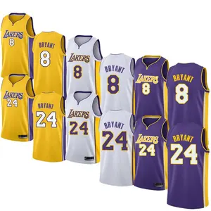 Vente en gros NBAA respirant version bon marché du maillot de basket-ball américain Kobe 24 n ° 8 maillot de ligue