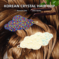 Pince à cheveux élégante en acétate avec cristaux scintillants, style coréen, pour usage quotidien, 9 cm