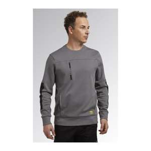 DIADORA UTILITY - 702.178756-75070/XXL Light interlock steel grey <b>crew</b>-<b>neck</b> <b>sweatshirt</b> with <b>black</b> side inserts on the sleeves - Product Image 2