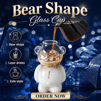 Tasse en verre borosilicate soufflé à la main, verre à boire réutilisable en forme d'ours en peluche, mug en verre pour la décoration de fête et de la maison